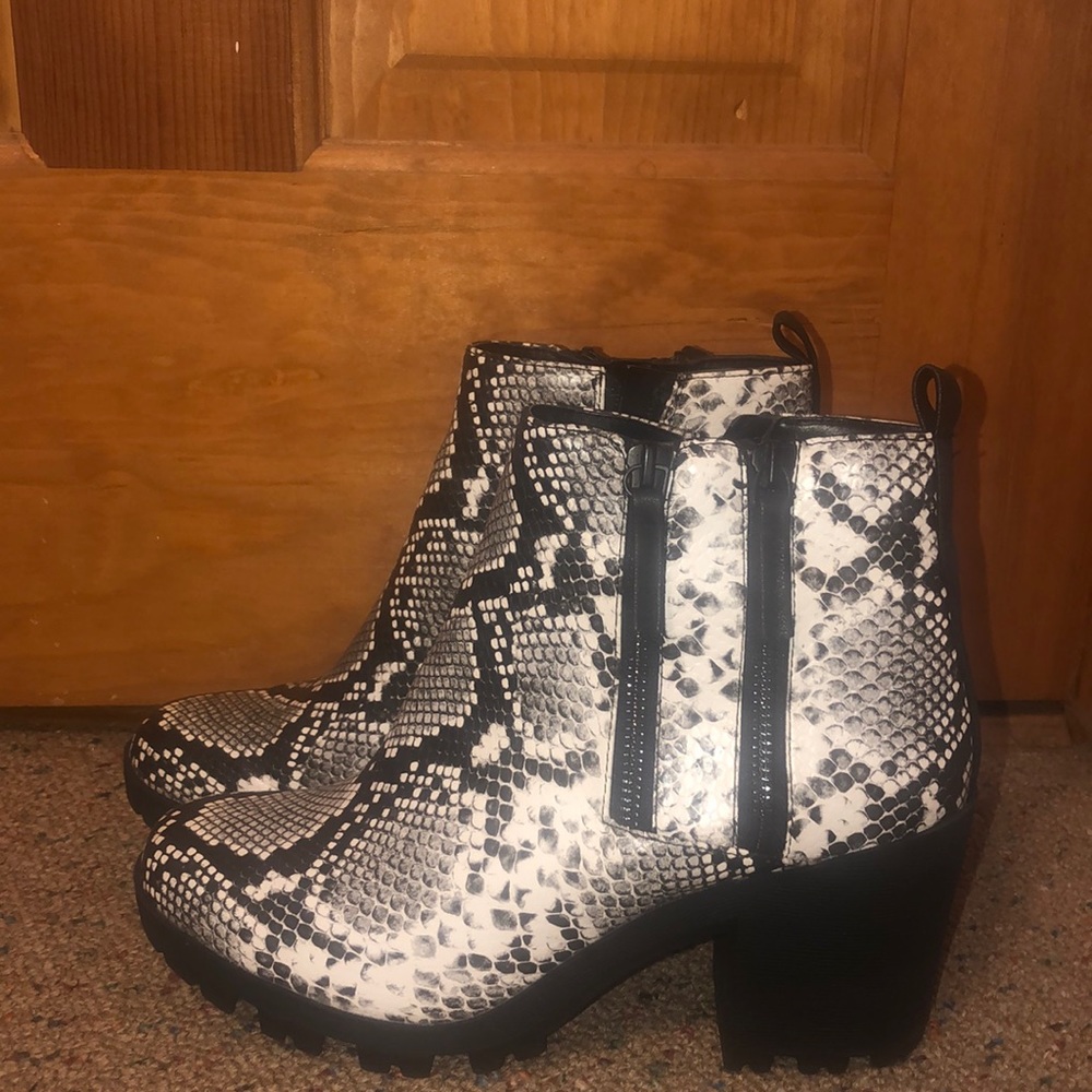 Snake print booties